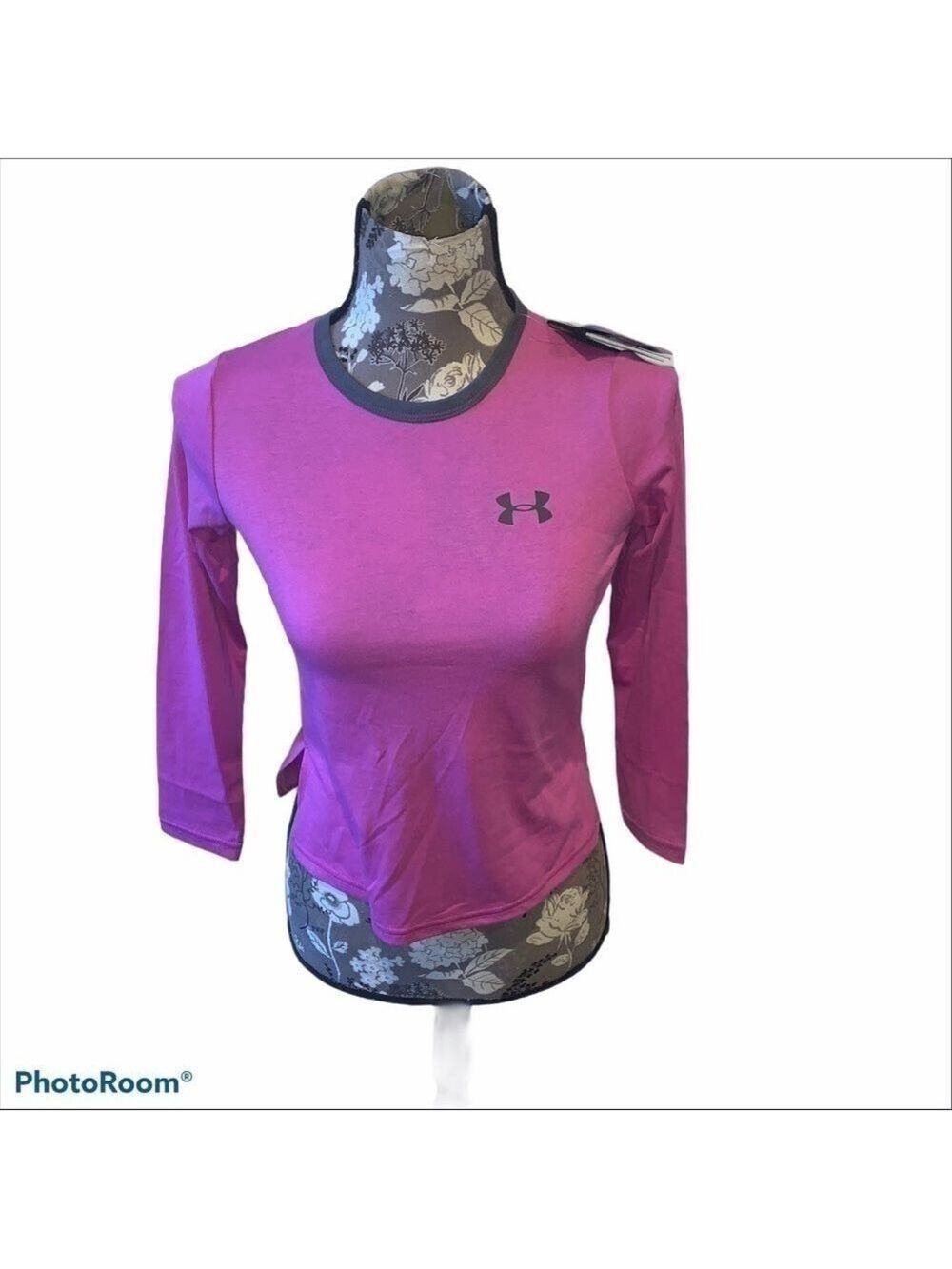 UNDER ARMOUR Pink & Gray Girl’s Long Sleeve Athletic Top small - Picture 2 of 6
